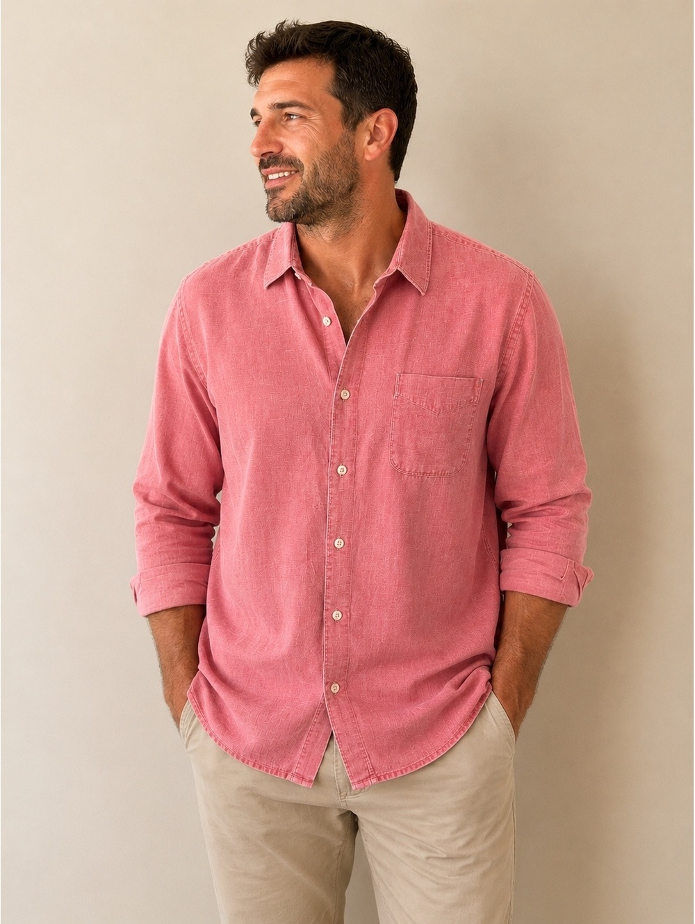 Tommy Bahama Relax Pink Linen Button-Up Shirt